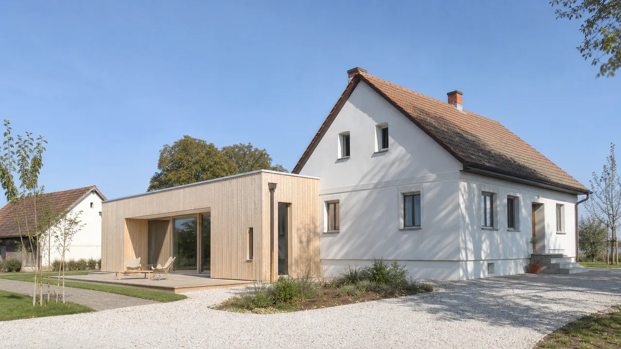 Ampliamento di una casa esistente con struttura in legno X-Lam