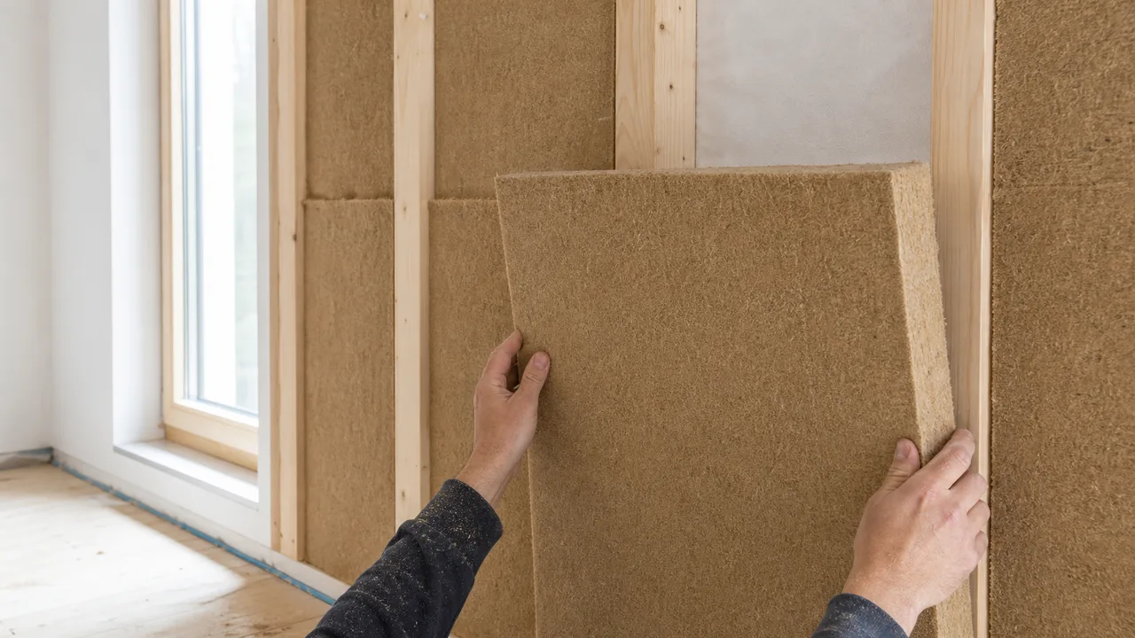 Cappotto termico interno con pannelli in fibra di legno applicati sulla parete
