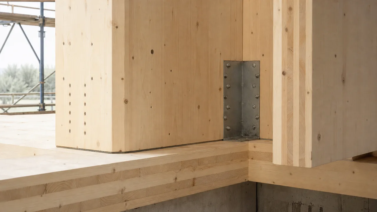Pannello X-Lam a strati incrociati con connessioni metalliche antisismiche — xlam o telaio